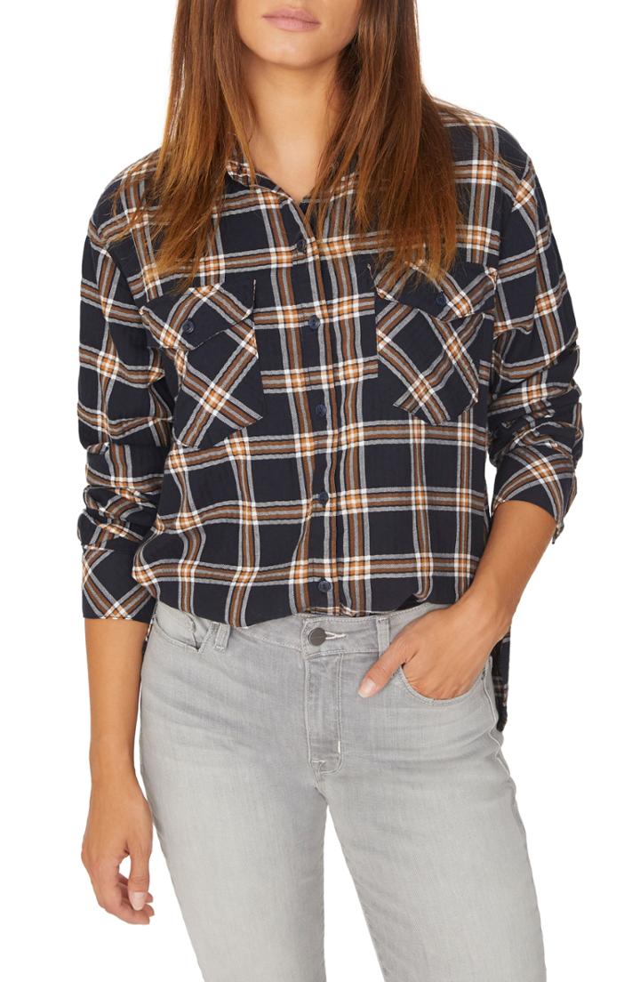 Women's Sanctuary Boyfriend For Life Plaid Shirt - Black