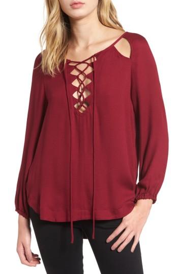 Women's Ella Moss Stella Cutout Lace-up Blouse - Blue