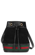 Gucci Mini Ophidia Suede & Leather Bucket Bag - Black
