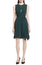Women's Theory Desza Belted Admiral Crepe Fit & Flare Dress - Green