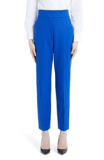 Women's Sara Battaglia Stretch Wool Straight Leg Pants Us / 38 It - Blue
