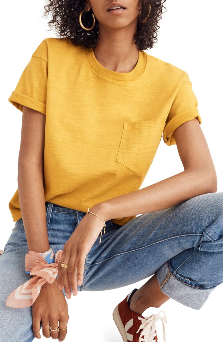 Women's Madewell Garment Dyed Easy Crop Tee - Yellow