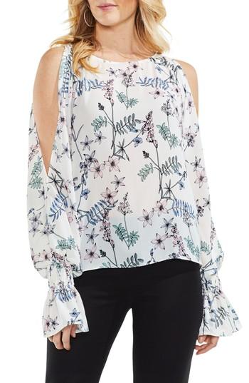 Women's Vince Camuto Flare Cuff Cold Shoulder Floral Top