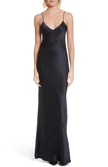 Women's Nili Lotan Silk Camisole Gown - Blue