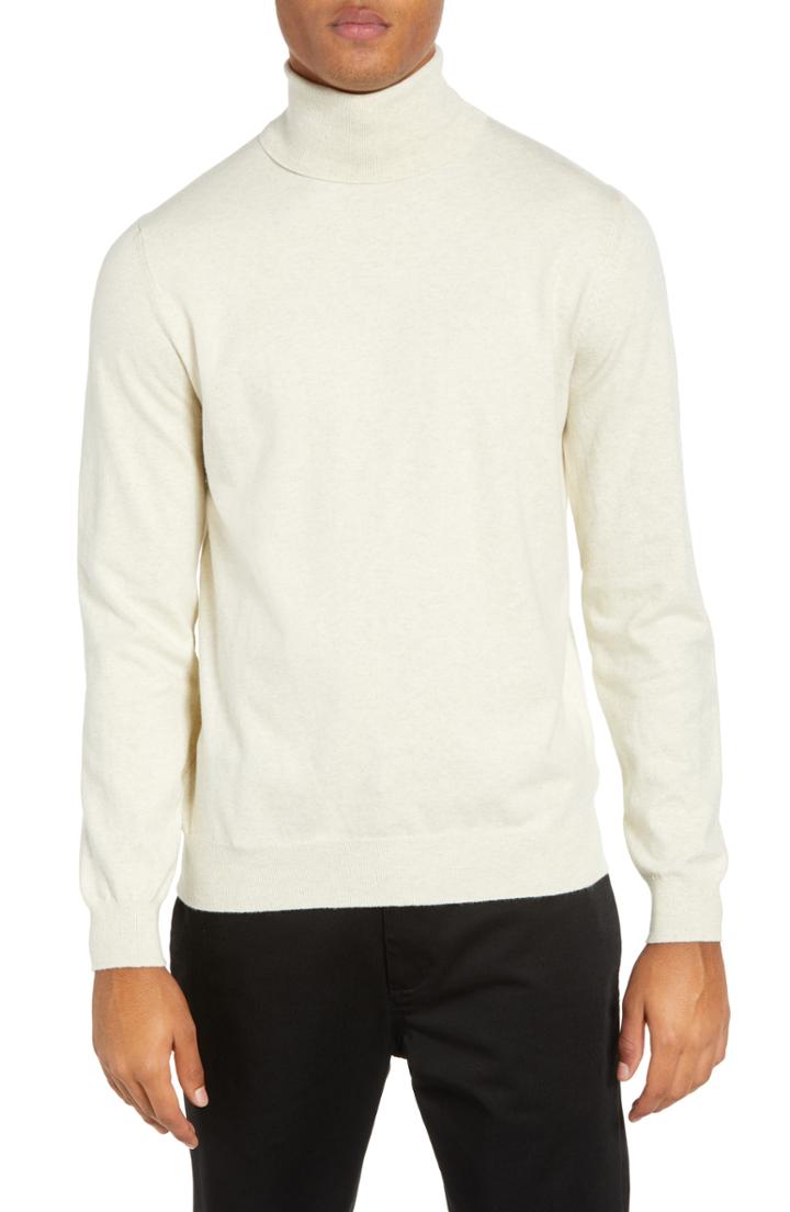 Men's French Connection Regular Fit Stretch Cotton Turtleneck, Size - Grey