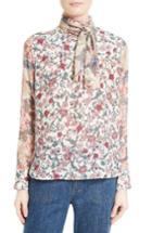 Women's See By Chloe Floral Tie Neck Blouse Us / 34 Fr - Pink