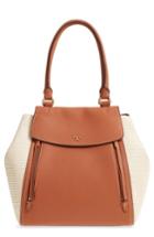 Tory Burch Half-moon Straw & Leather Tote - Brown