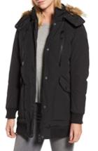 Women's Guess Faux Fur Trim Parka - Black