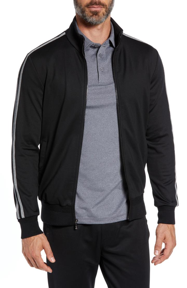 Men's Bugatchi Knit Zip Jacket, Size - Black
