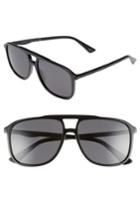 Men's Gucci '80s Monocolor 58mm Aviator Sunglasses - Black