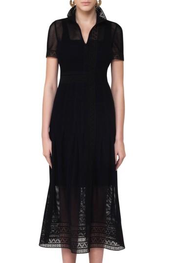 Women's Akris Punto Lace Mesh Midi Dress - Black