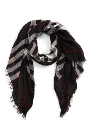 Women's La Double 7 Multi Plaid Scarf, Size - Grey