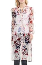 Women's Vince Camuto Timeless Bloom Sheer Chiffon Shirt Tunic, Size - Pink