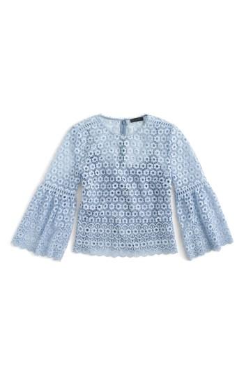 Women's J.crew Bell Sleeve Daisy Lace Top - Blue