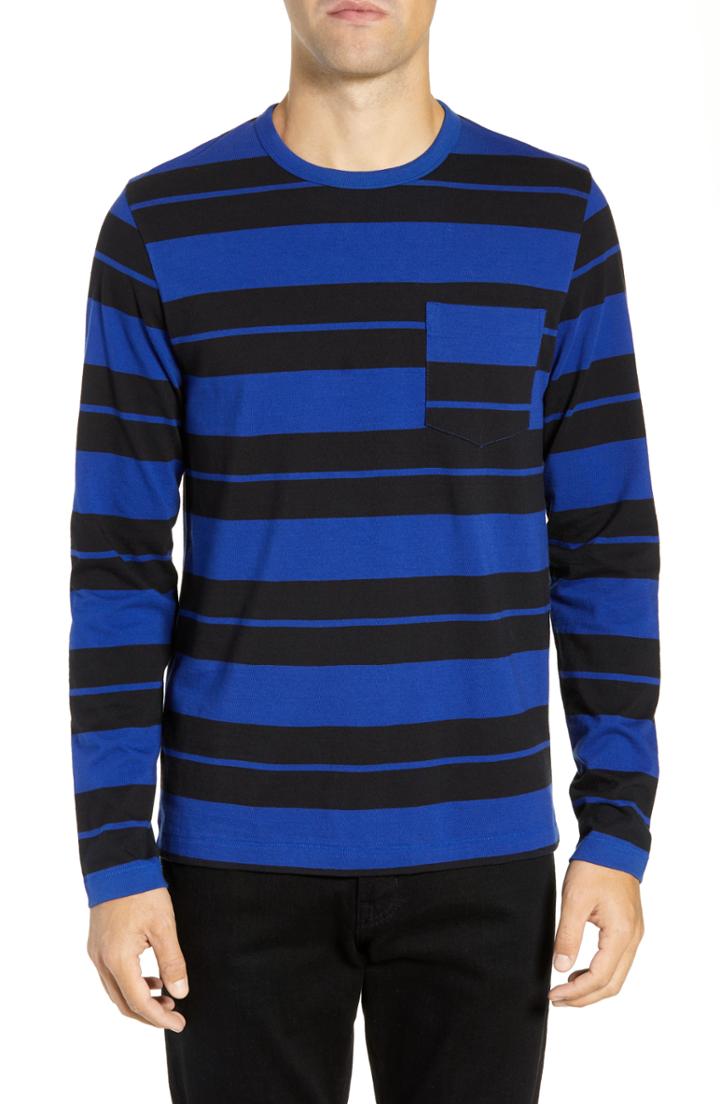 Men's French Connection Fran Varsity Stripe Fit T-shirt, Size Small - Blue