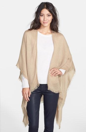 Women's Echo Fringe Trim Cape, Size - Beige