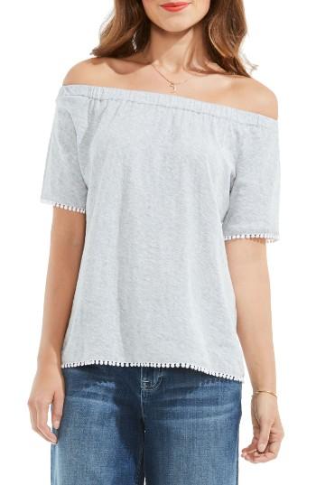 Women's Two By Vince Camuto Bobble Trim Off The Shoulder Top - Black
