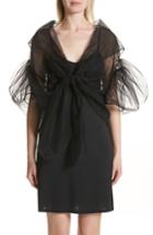 Women's Simone Rocha Lace Trim Tulle Wrap With Sleeves, Size - Black