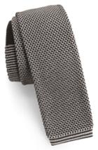 Men's Ted Baker London Birdseye Knit Silk Skinny Tie, Size - Black