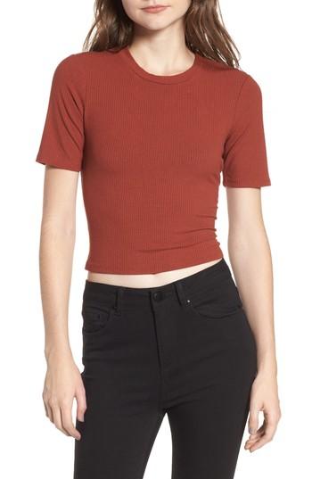 Women's Afrm Lace Back Ribbed Crop Top - Red