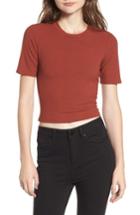 Women's Afrm Lace Back Ribbed Crop Top - Red