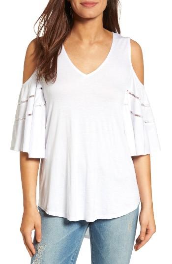 Women's Caslon Ladder Stitch Inset Cold Shoulder Tee - White