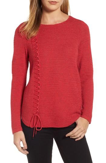 Women's Nic+zoe Braided Up Sweater - Red