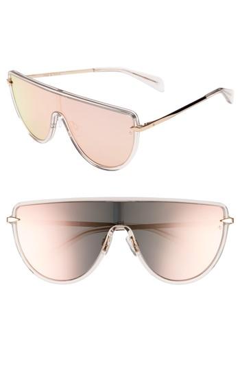 Women's Rag & Bone 99mm Flat Top Shield Sunglasses - Nude/ Gold