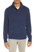 Men's J.crew Rugged Merino Wool Blend Shawl Collar Pullover Sweater - Blue