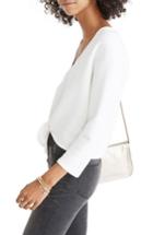 Women's Madewell Textured Tie Front Top, Size - White
