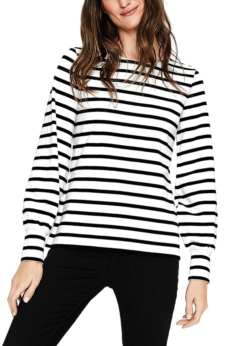 Women's Boden Blouson Sleeve Breton Stripe Top (similar To 14w-16w) - Blue