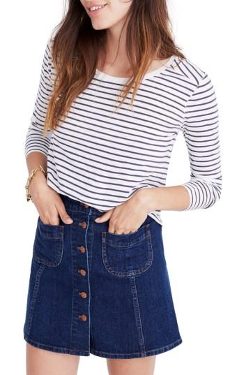 Women's Madewell Whisper Cotton Stripe Long Sleeve Tee - White