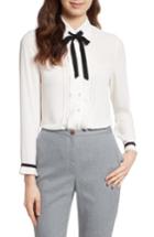 Women's Ted Baker London Pleated Frill Tie Neck Shirt - White