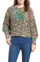 Women's Codexmode Blouson Sleeve Crop Sweater - Purple