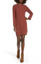 Women's Cotton Emporium Cable Knit Sweater Dress - Burgundy