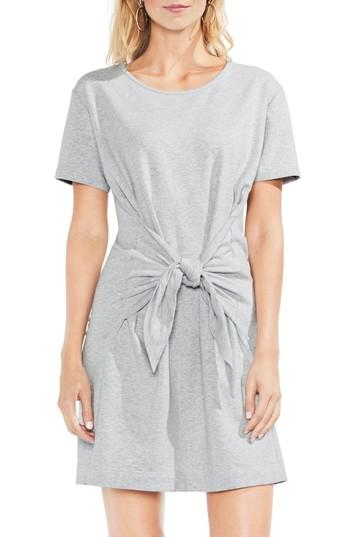 Women's Vince Camuto Tie Front Peached French Terry Dress, Size - Grey