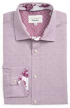 Men's Ted Baker London Trim Fit Dot Dress Shirt - 34/35 - Red