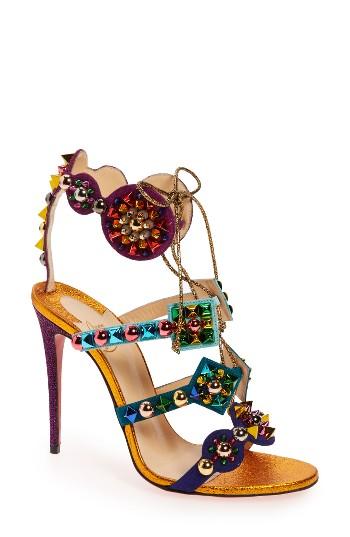 Women's Christian Louboutin Kaleikita Lace-up Sandal .5us / 36.5eu - Metallic