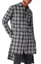 Men's Topman Aaa Collection Extra Longline Plaid Shirt - Black