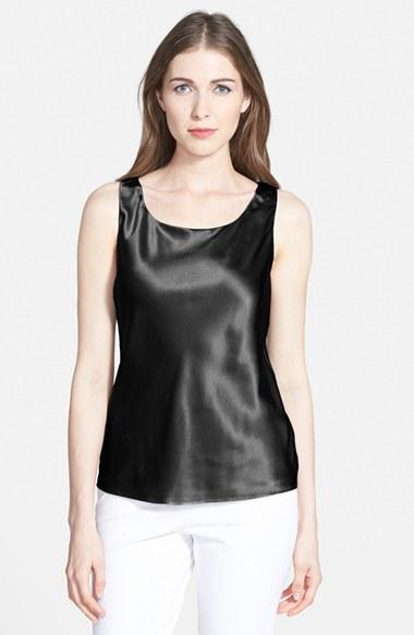 Women's Lafayette 148 New York Silk Charmeuse Tank - Black