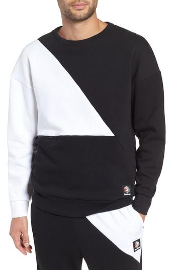 Men's Reebok Colorblock Crewneck Pullover - Black