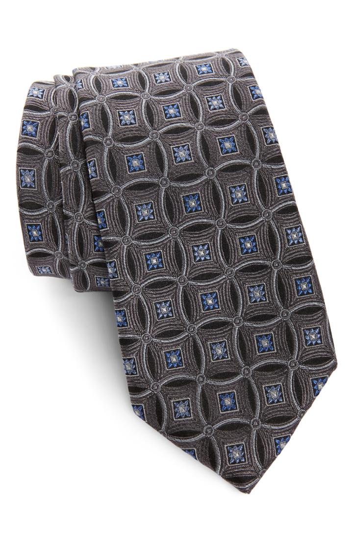 Men's Nordstrom Men's Shop Lauren Medallion Silk Tie, Size - Brown