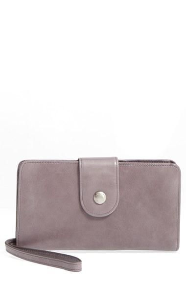 Women's Hobo 'danette' Glazed Leather Continental Wallet - Grey