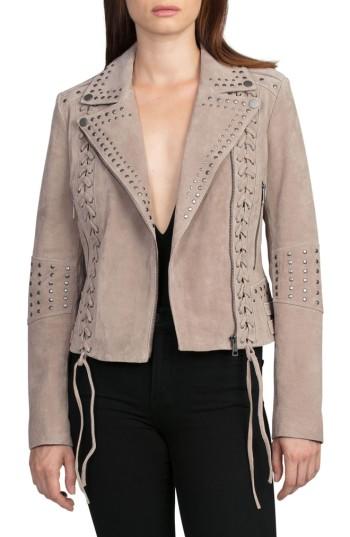 Women's Bagatelle Studded Suede Jacket - Beige