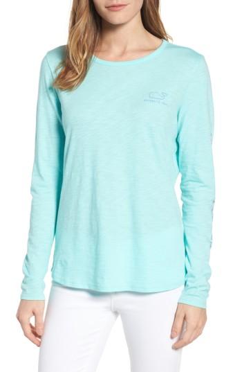Women's Vineyard Vines Long Sleeve Logo Tee - Blue/green