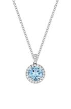 Women's Bony Levy Round Aquamarine & Diamond Pendant Necklace (nordstrom Exclusive)