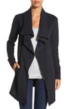 Women's Caslon Asymmetrical Drape Collar Terry Jacket - Black