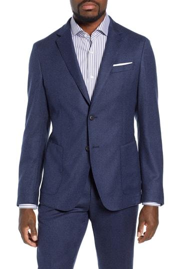 Men's Boss Hooper Trim Fit Wool Blazer R - Blue