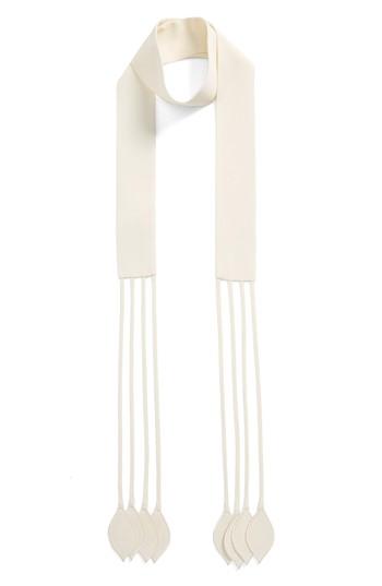 Women's Tory Burch Leaf Skinny Scarf, Size - Ivory