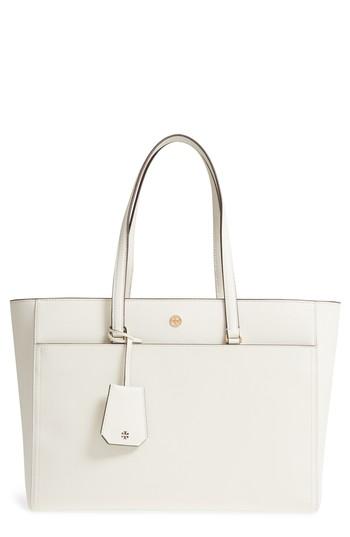 Tory Burch Robinson Leather Tote - White